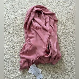 new Nordstrom Scarf wrap pink mauve rayon fringe multi ways long soft eyelash